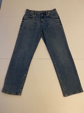 Sincerely Jules Elastic Waist Patch Pocket Mom Straight Leg Jeans Size 3/26